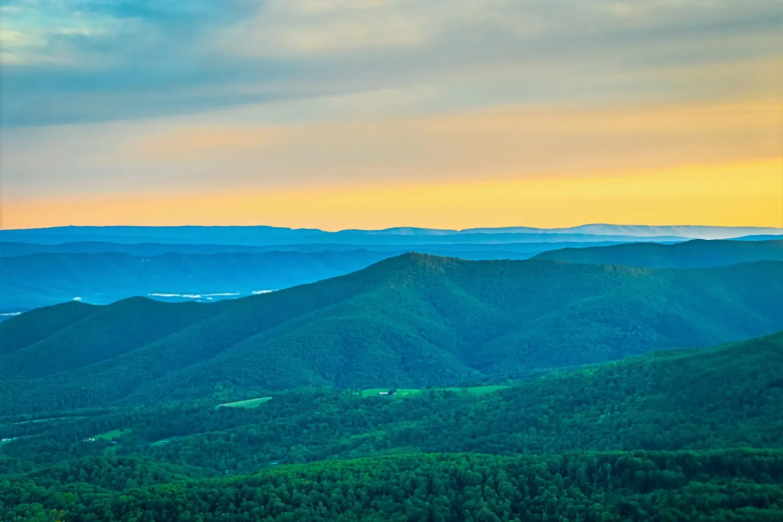 The Blue Ridge at sunset in Shenandoah National Park