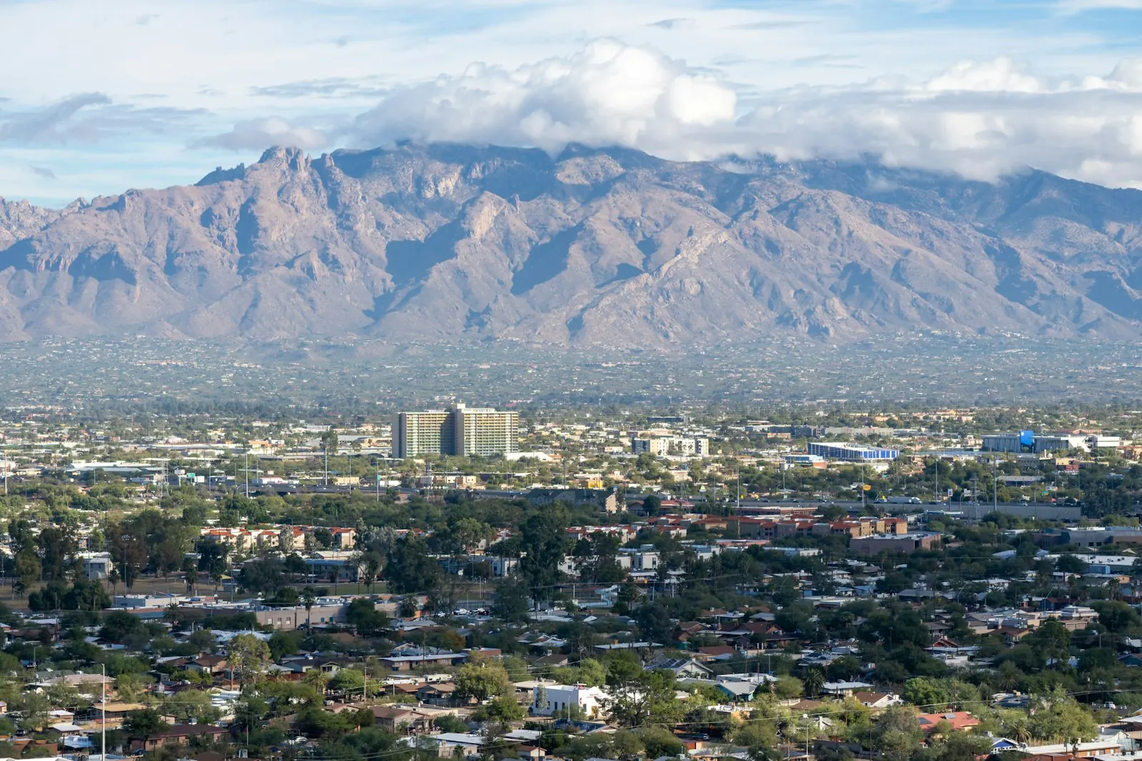 Tucson spread out below the mountains